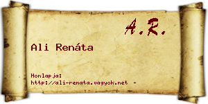 Ali Renáta névjegykártya